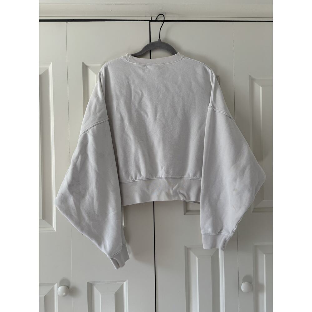 Nike White Crop Sweatshirt S with Front Stain - Picture 5 of 7